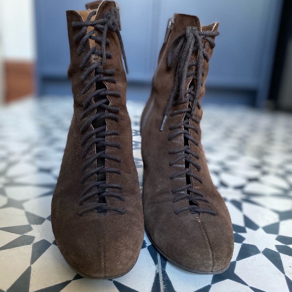 Jonak laced suede booties